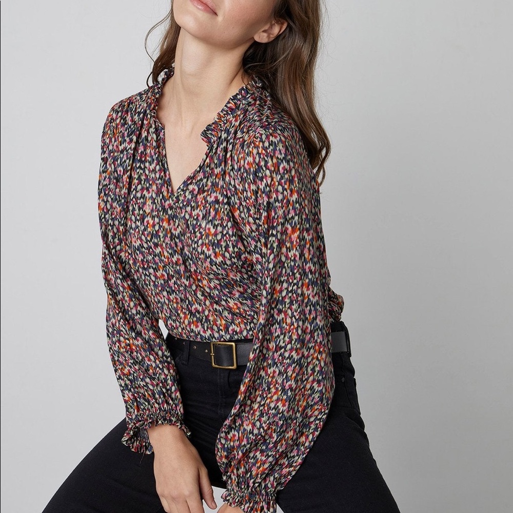 Velvet Iris Printed Blouse - Brushstroke